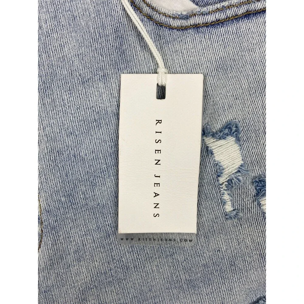 Risen Women 1XL Jeans Boyfriend Fit Straight Leg Distressed Light Wash NWT - Picture 9 of 16